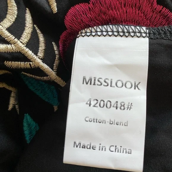 Embroidered Boho Black Maxi Dress Spaghetti Straps - Picture 6 of 9